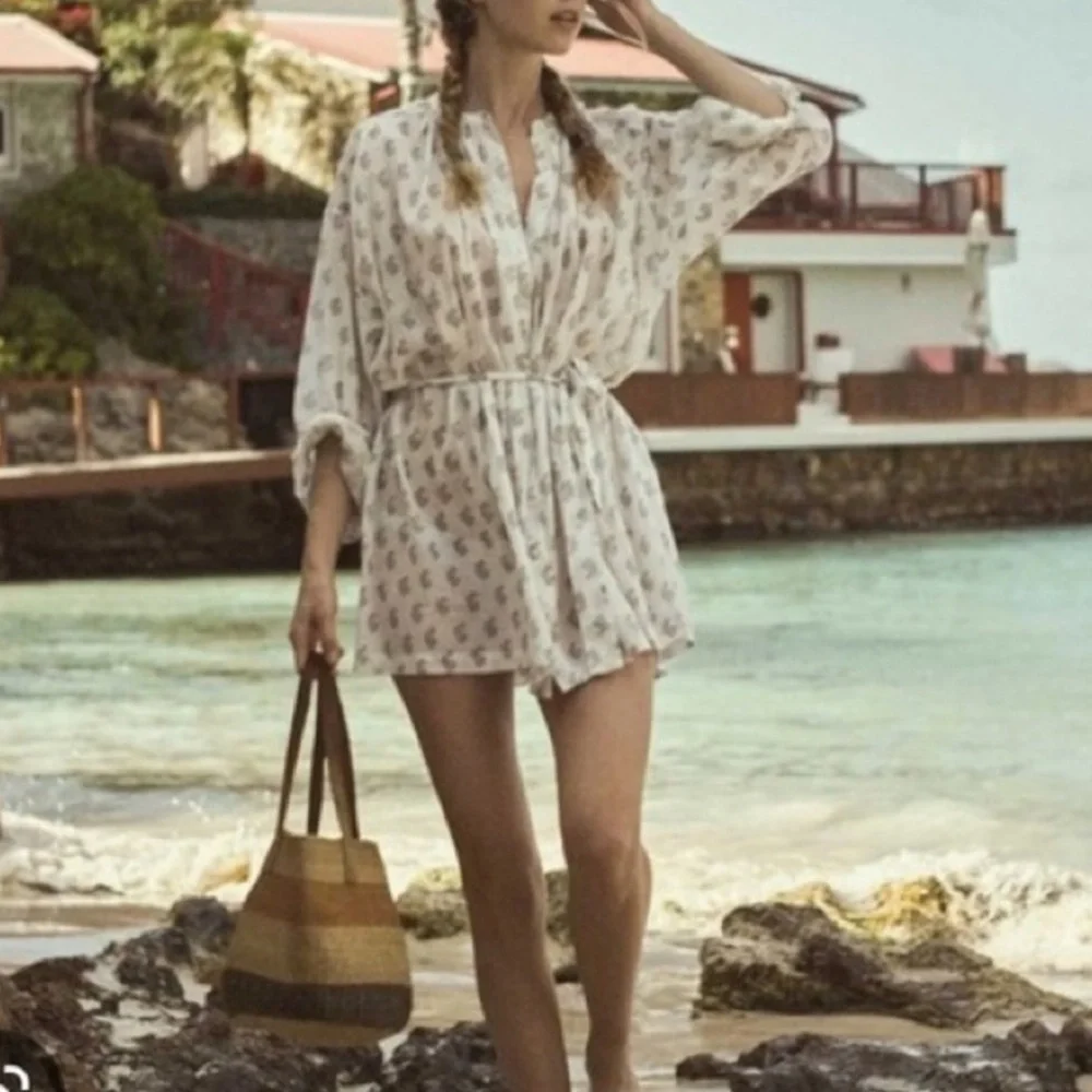 Doen Red Dahlia Block Print Jo Dress - Picture 1 of 8